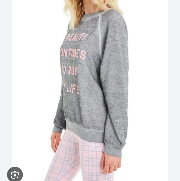 NWT Wildfox  Reality Continues To Ruin My Life Sweatshirt Crew Neck Size Small - Picture 5 of 11
